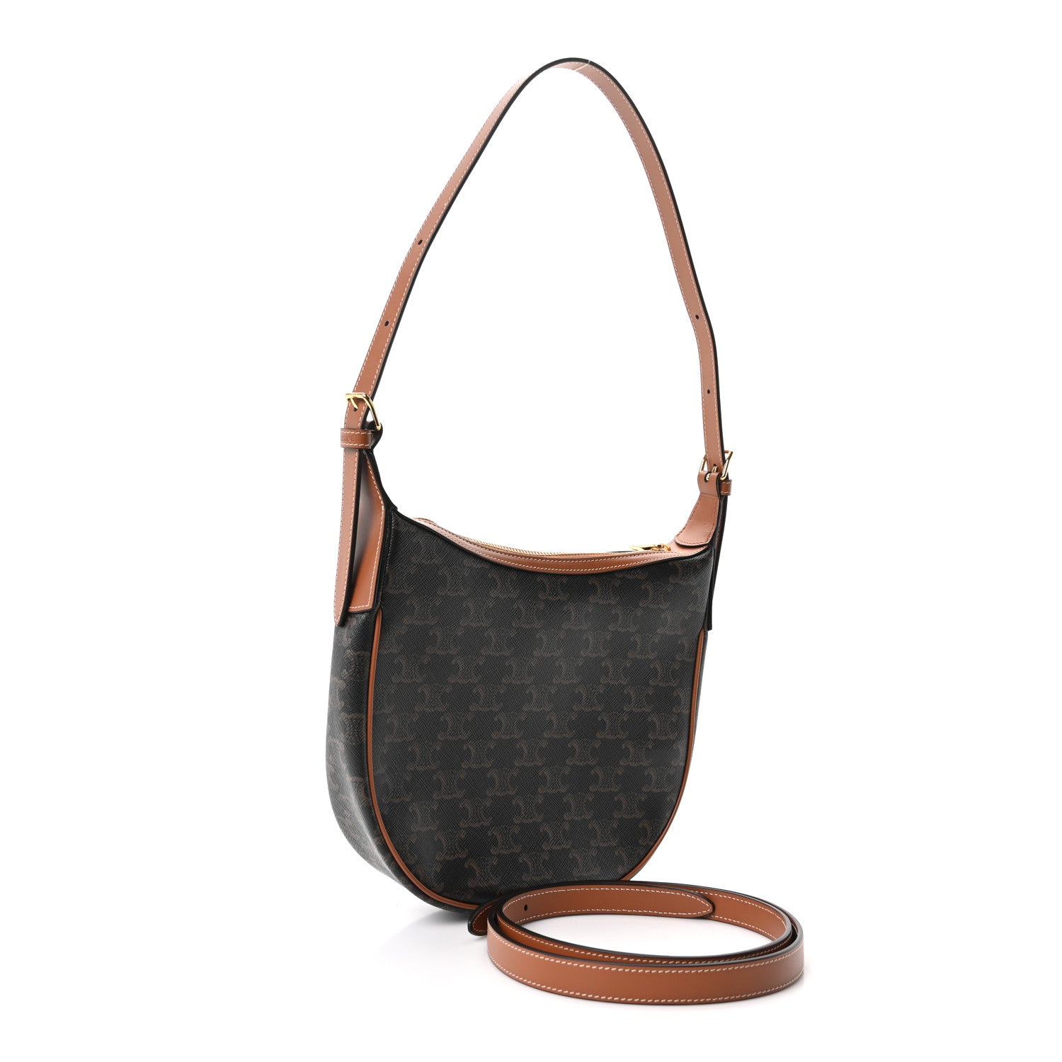 Celine Calfskin Triomphe Canvas Small Heloise Shoulder Bag Tan 3 of 11