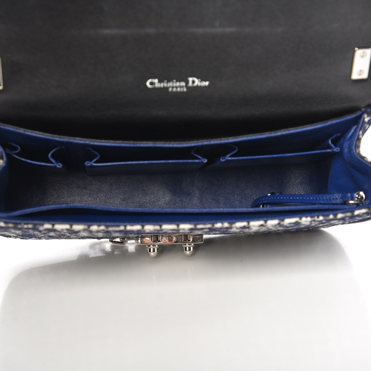 Tweed Medium Miss Dior Flap Black Blue