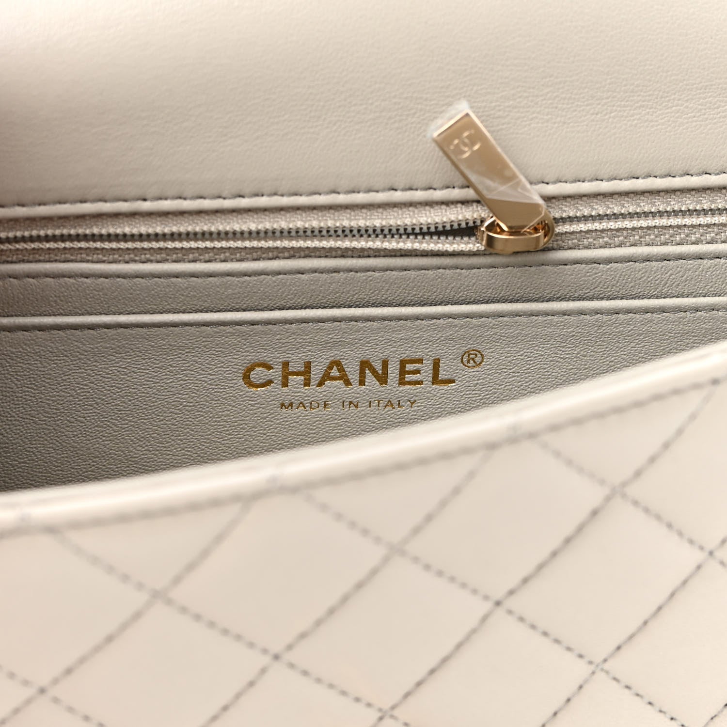 Chanel Lambskin Quilted Mini Rectangular Flap Grey 6 of 9