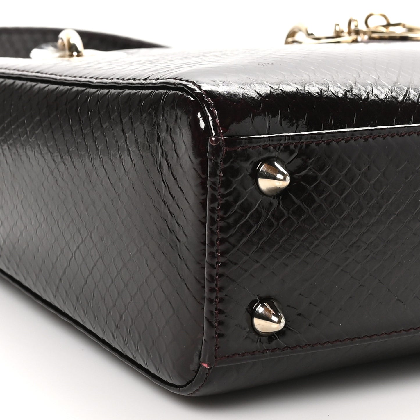 Snakeskin Small Lady Dior Burgundy