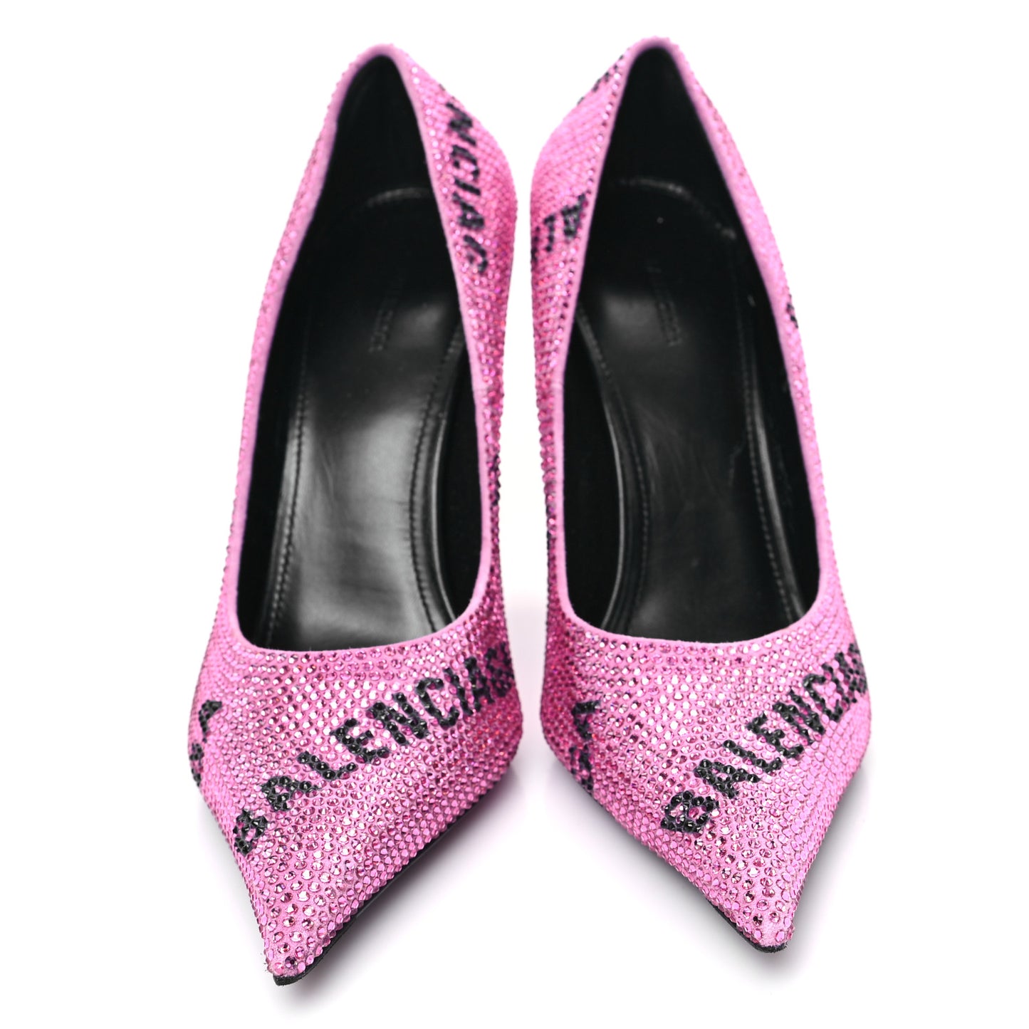 Strass Suede Allover Logo Square Knife 110mm Pumps 35 Pink Black