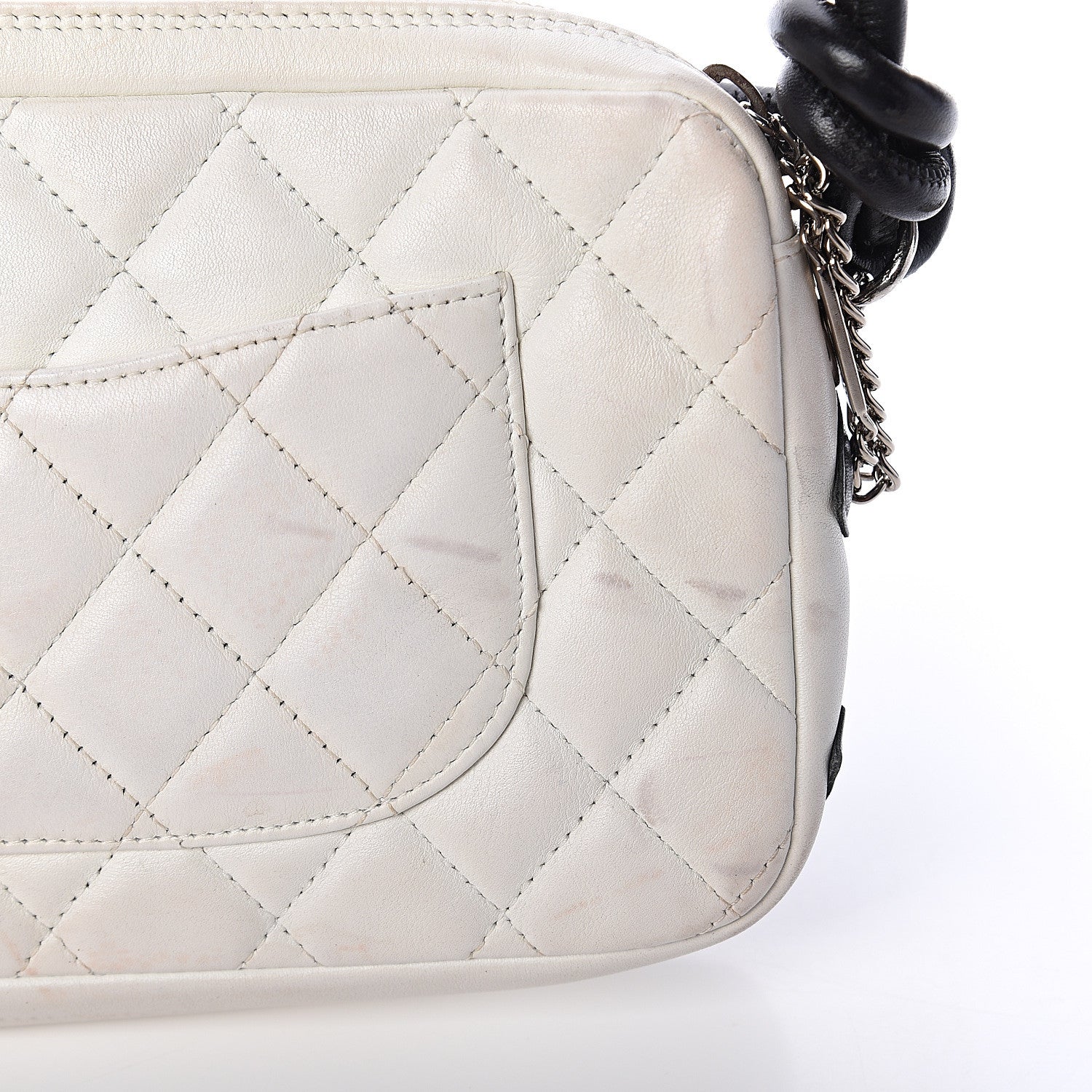 Chanel Calfskin Quilted Cambon Pochette White Black 9 of 9