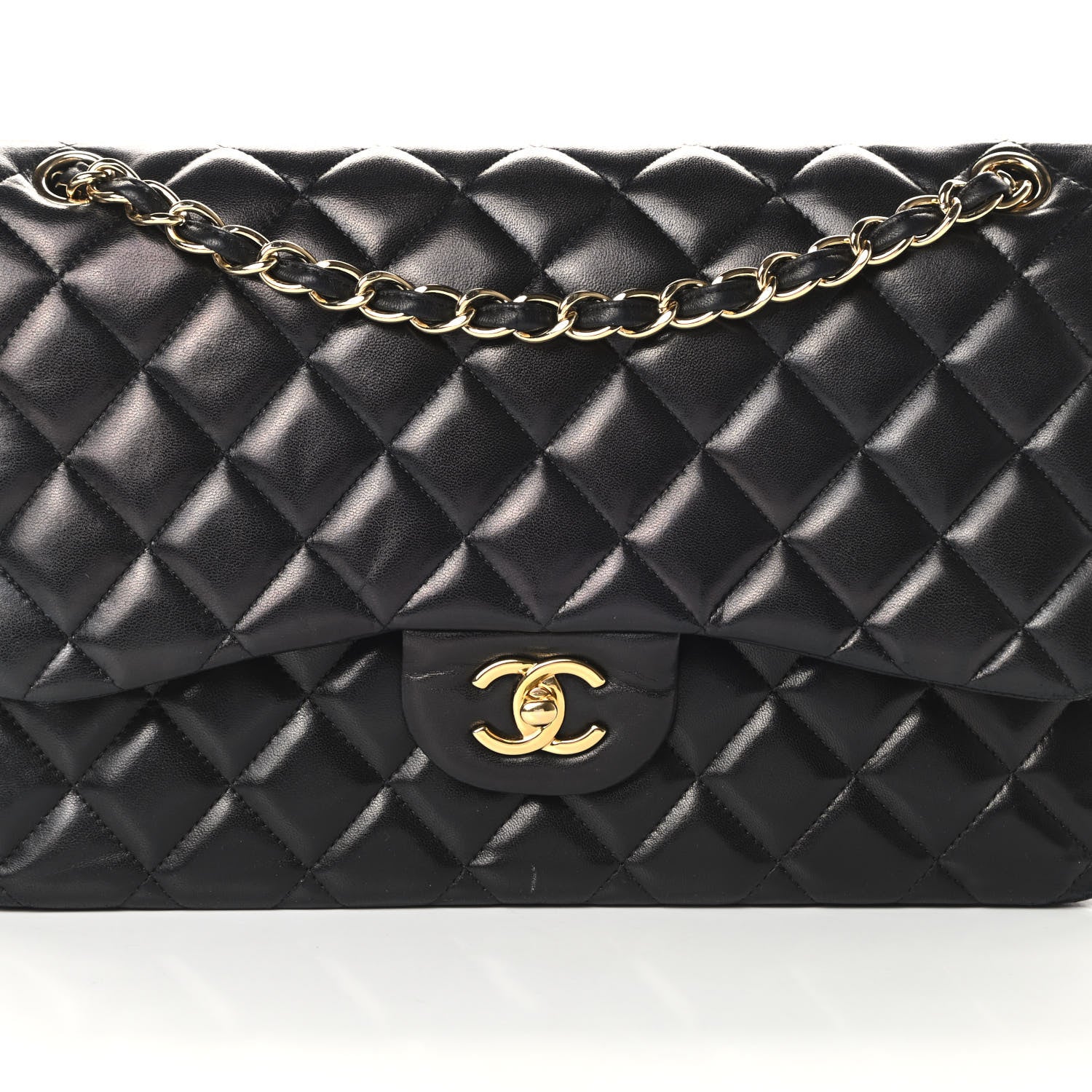 Chanel Lambskin Quilted Jumbo Double Flap Black 9 of 19