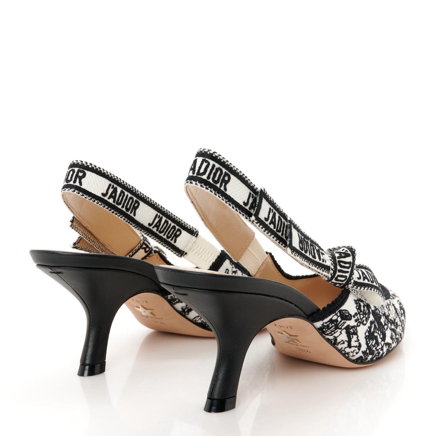 Canvas Embroidered Ribbon Plan De Paris Embroidered J'Adior Slingback 65mm Pumps 38.5 White Black