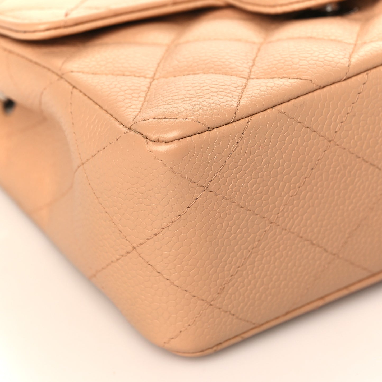 Caviar Quilted Mini Square Flap Beige