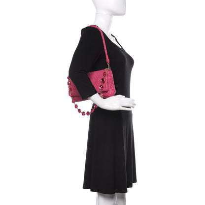 Miu Miu Nappa Matelasse Crystal Flap Clutch Fuxia 2 of 17