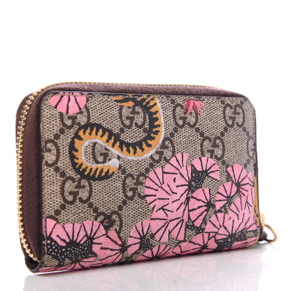 Gucci GG Supreme Monogram Bengal Zip Around Card Case Wallet Beige Pink 3 of 6
