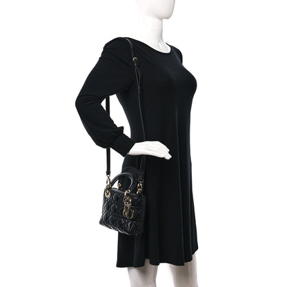 Christian Dior Lambskin Cannage Mini Lady Dior Black 2 of 9