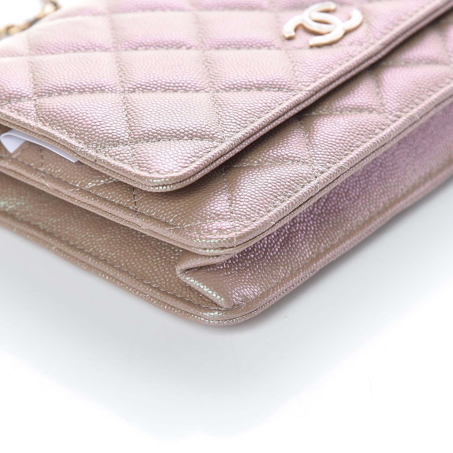 Chanel Iridescent Caviar Quilted Wallet On Chain WOC Beige 5 of 10