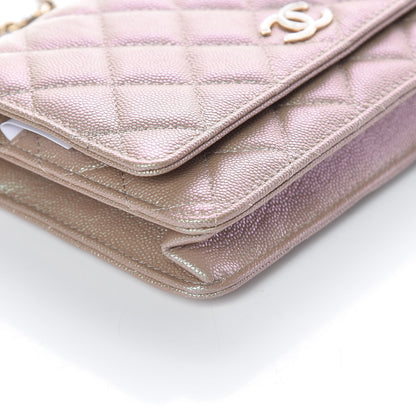 Chanel Iridescent Caviar Quilted Wallet On Chain WOC Beige 5 of 10