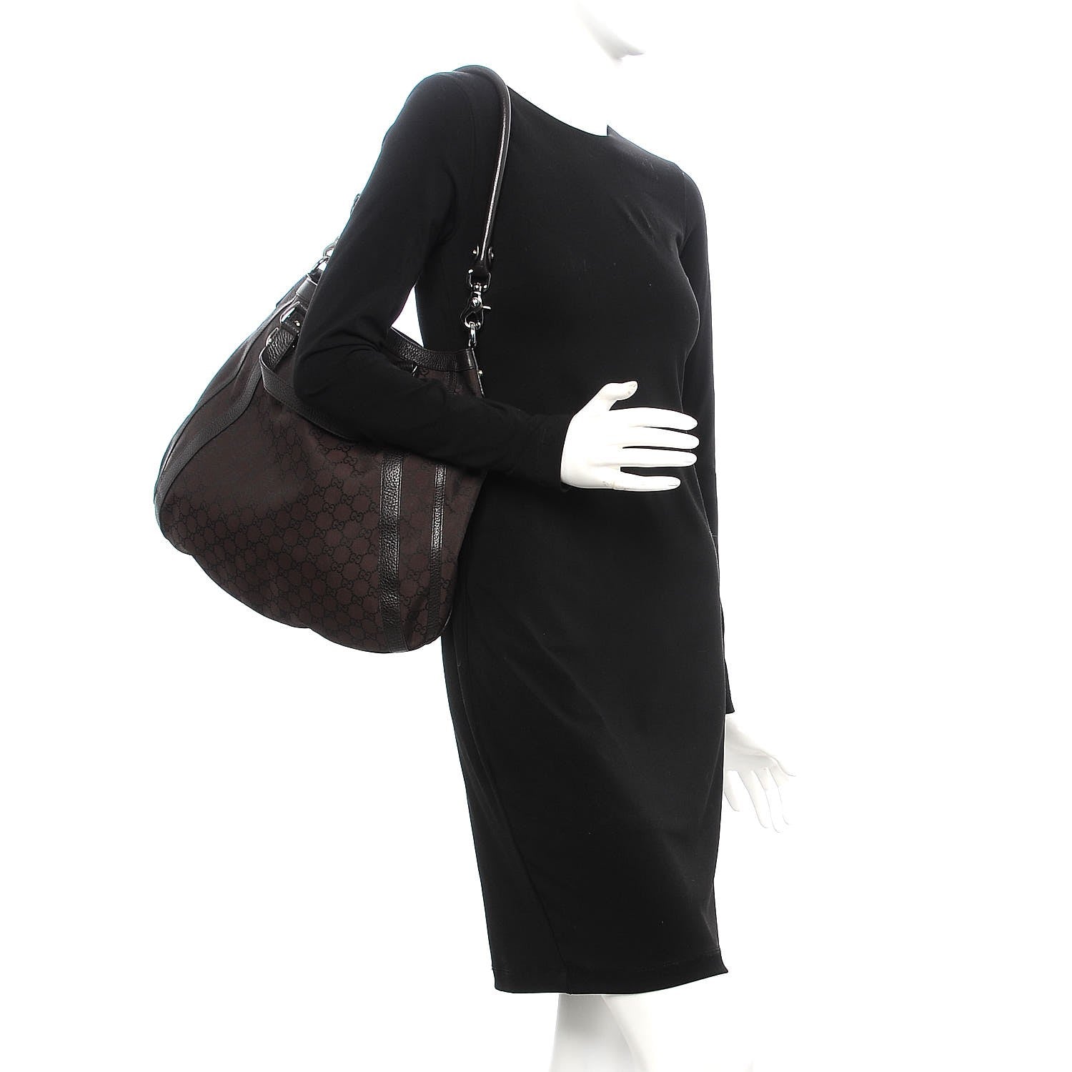 Gucci Monogram Medium Abbey Convertible Tote Dark Brown 2 of 10