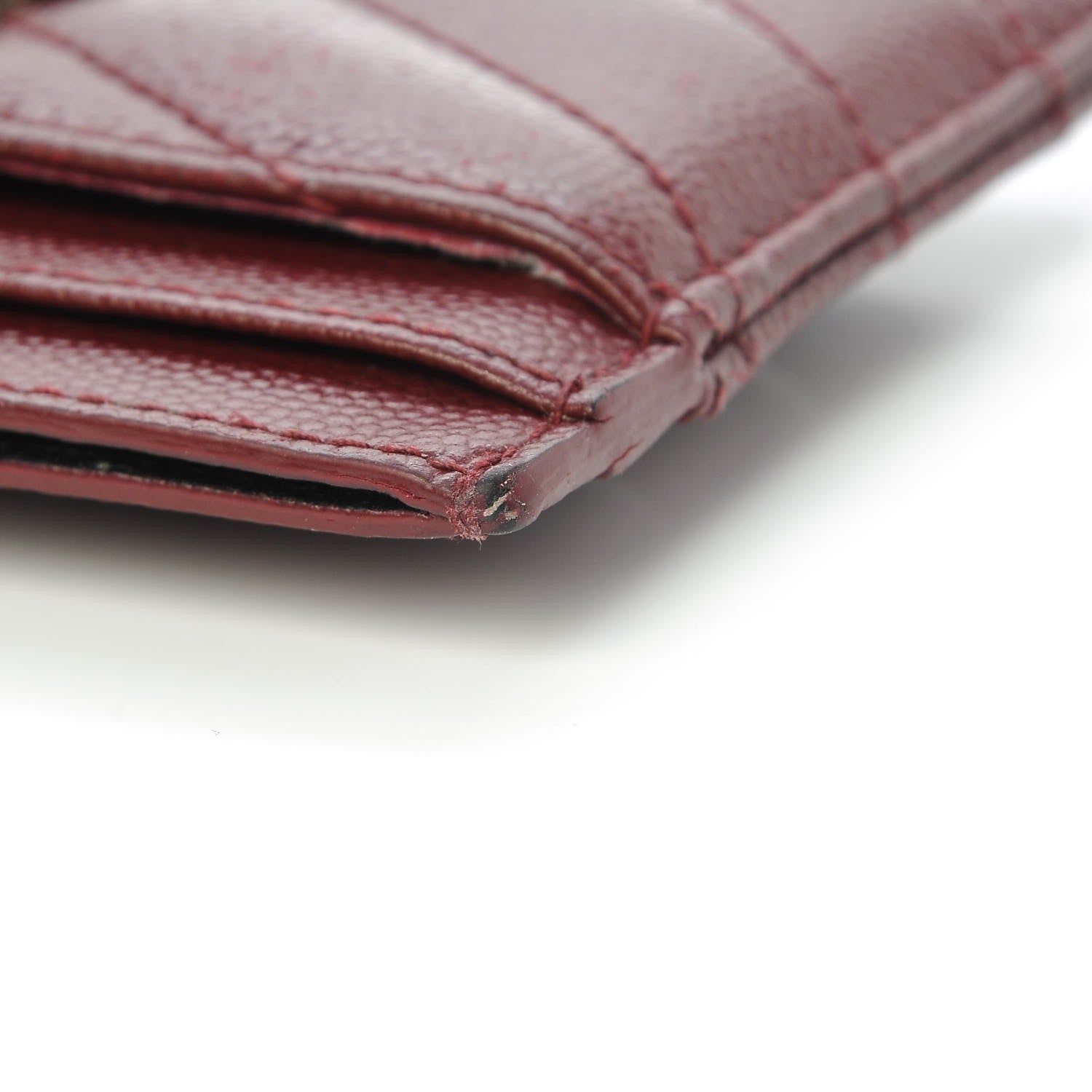 Saint Laurent Grain De Poudre Matelasse Chevron Monogram Credit Card Case Palissandre 12 of 13