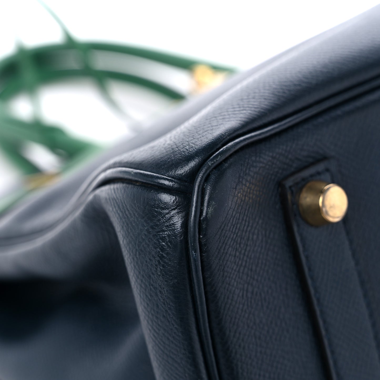 Courchevel Bi Color Birkin 35 Bleu Indigo Vert Clair