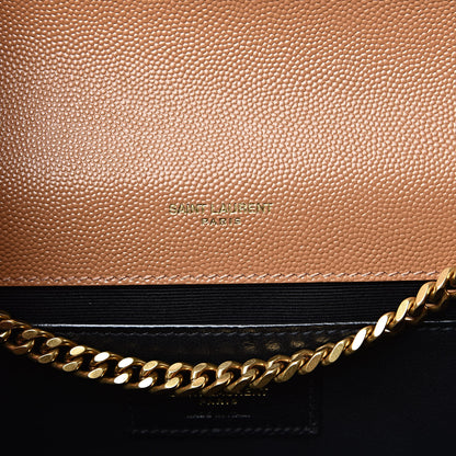 Saint Laurent Grain De Poudre Medium Monogram Kate Satchel Dark Beige 7 of 12