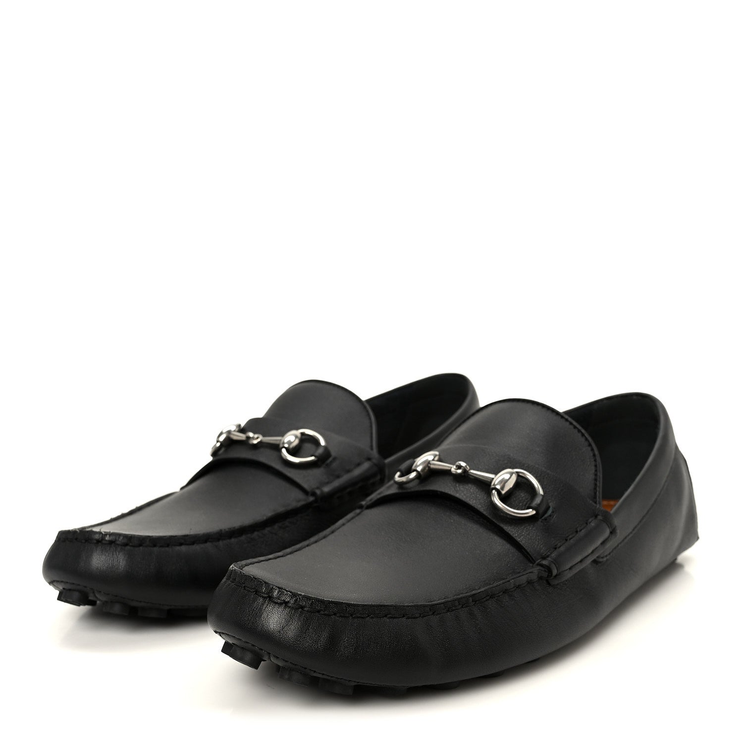 Gucci Soft Clove Calfskin Mens Horsebit Driver Loafers 12 Black 4 of 10