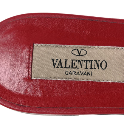 Valentino Garavani Nappa Lacquered Monochrome Rockstud Caged Flat Slide Sandals 37 Rouge Pur 9 of 12