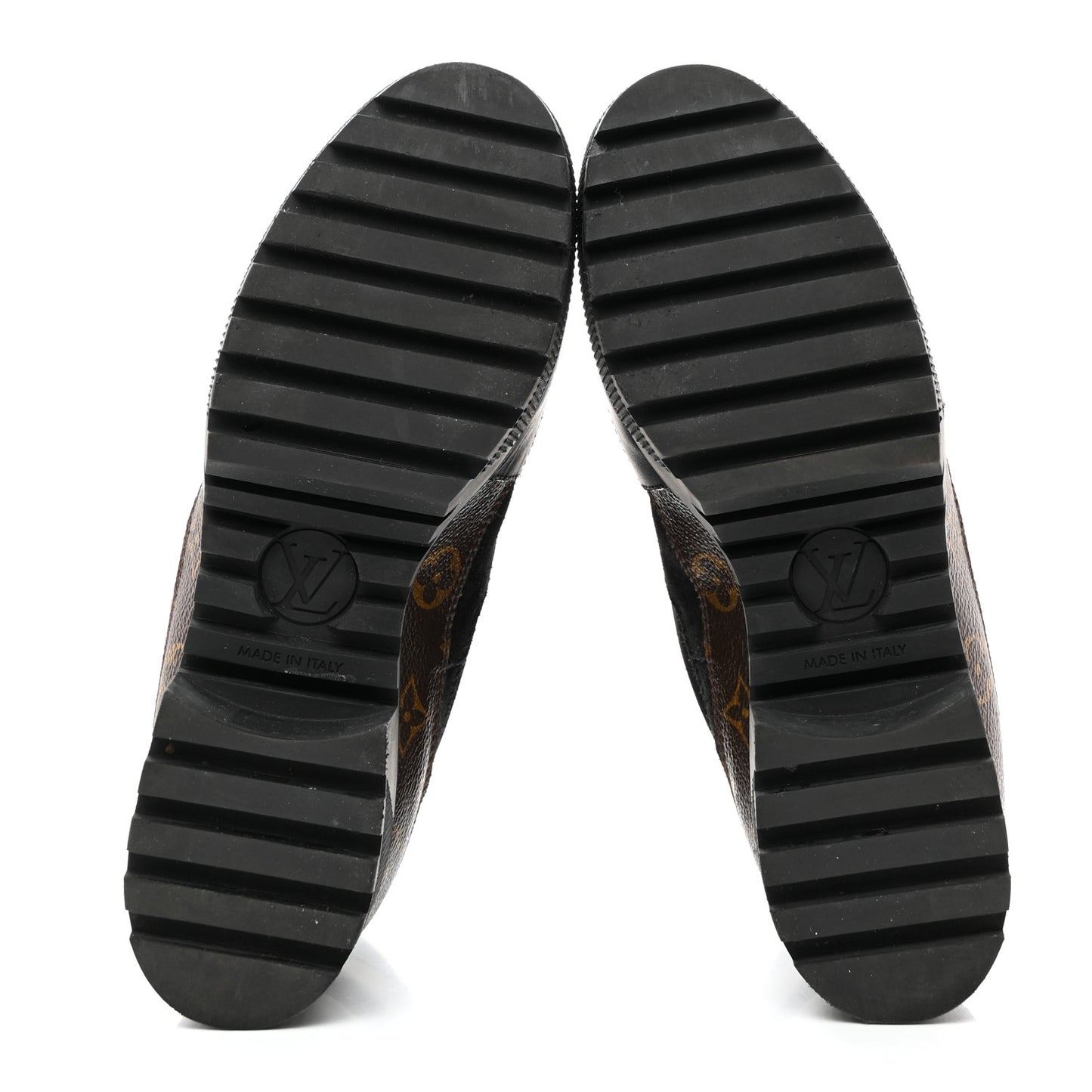 Suede Calfskin Monogram Laureate Platform Desert Boots 39.5 Black