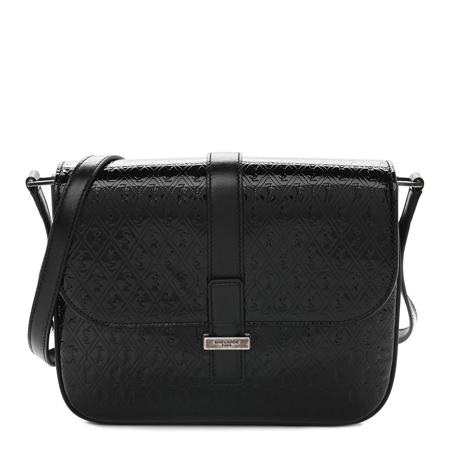 Saint Laurent Patent Embossed Small Le Monogramme Satchel Black 1 of 8