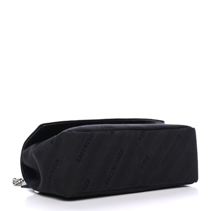 Balenciaga Canvas Jacquard Diagonal Allover Logo Charms S BB Round Shoulder Bag Black 3 of 5