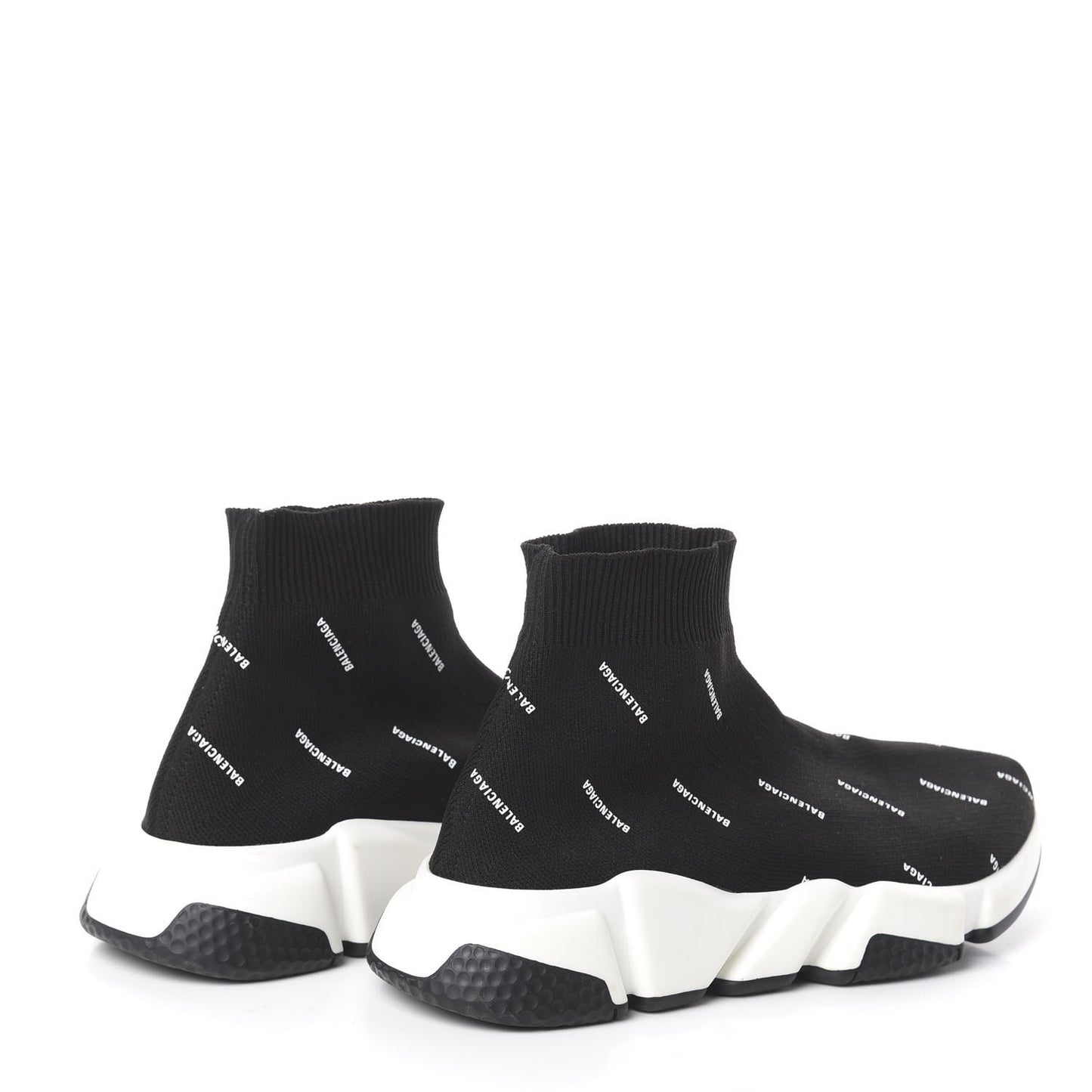 Neoprene Knit Allover Logo Bi-Color Sole Womens Speed Sneakers 36 Black White