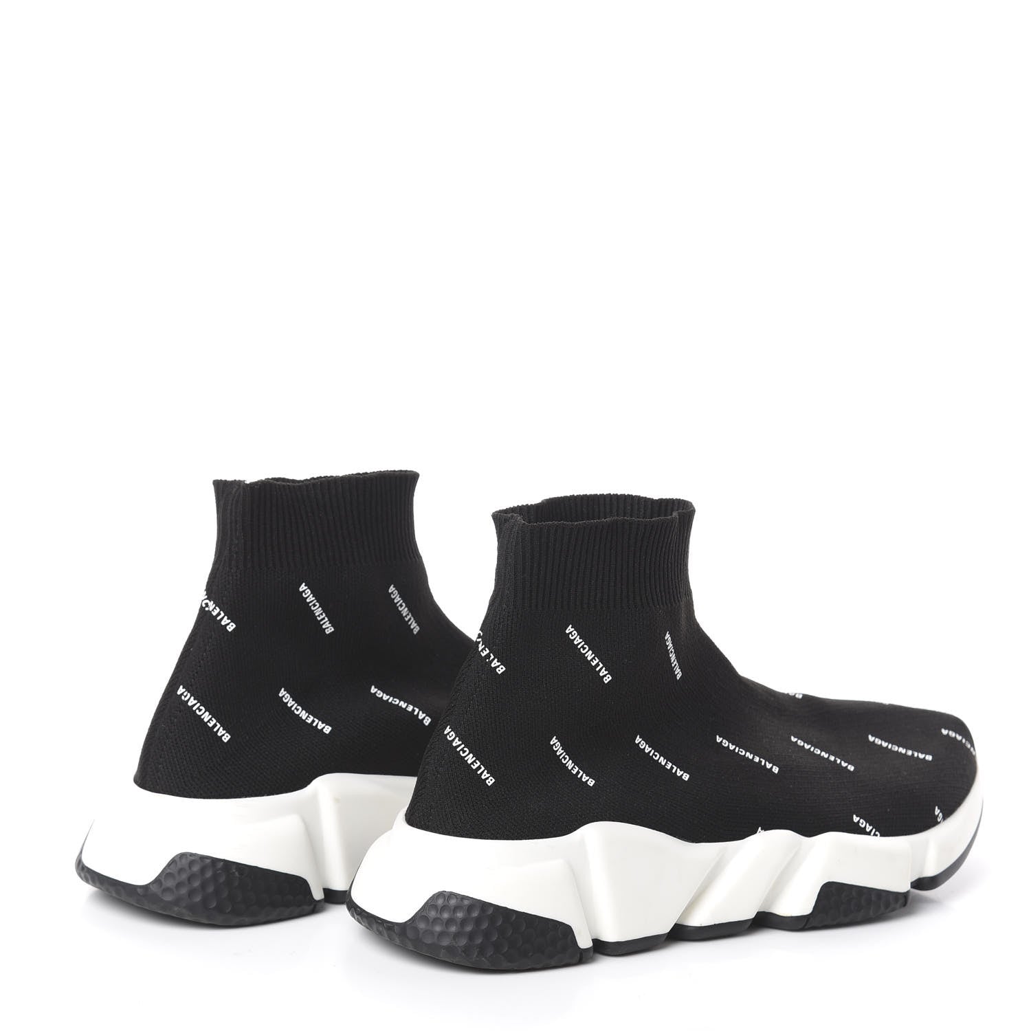 Balenciaga Neoprene Knit Allover Logo Bi-Color Sole Womens Speed Sneakers 36 Black White 4 of 6