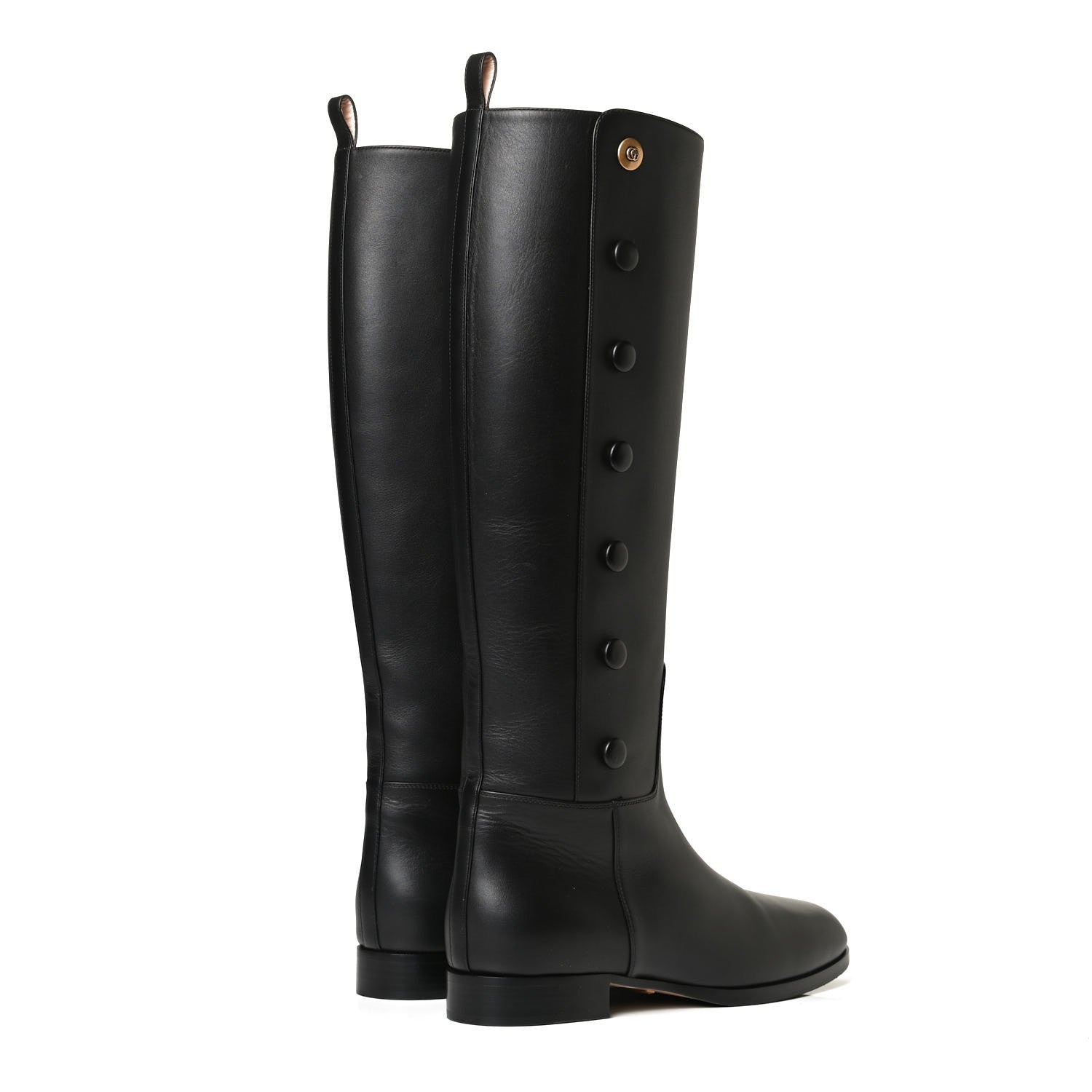 Gucci Calfskin Buttons Lifford Knee High Boots 38 Black 5 of 10