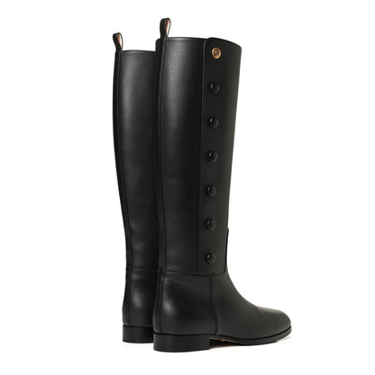 Gucci Calfskin Buttons Lifford Knee High Boots 38 Black 5 of 10
