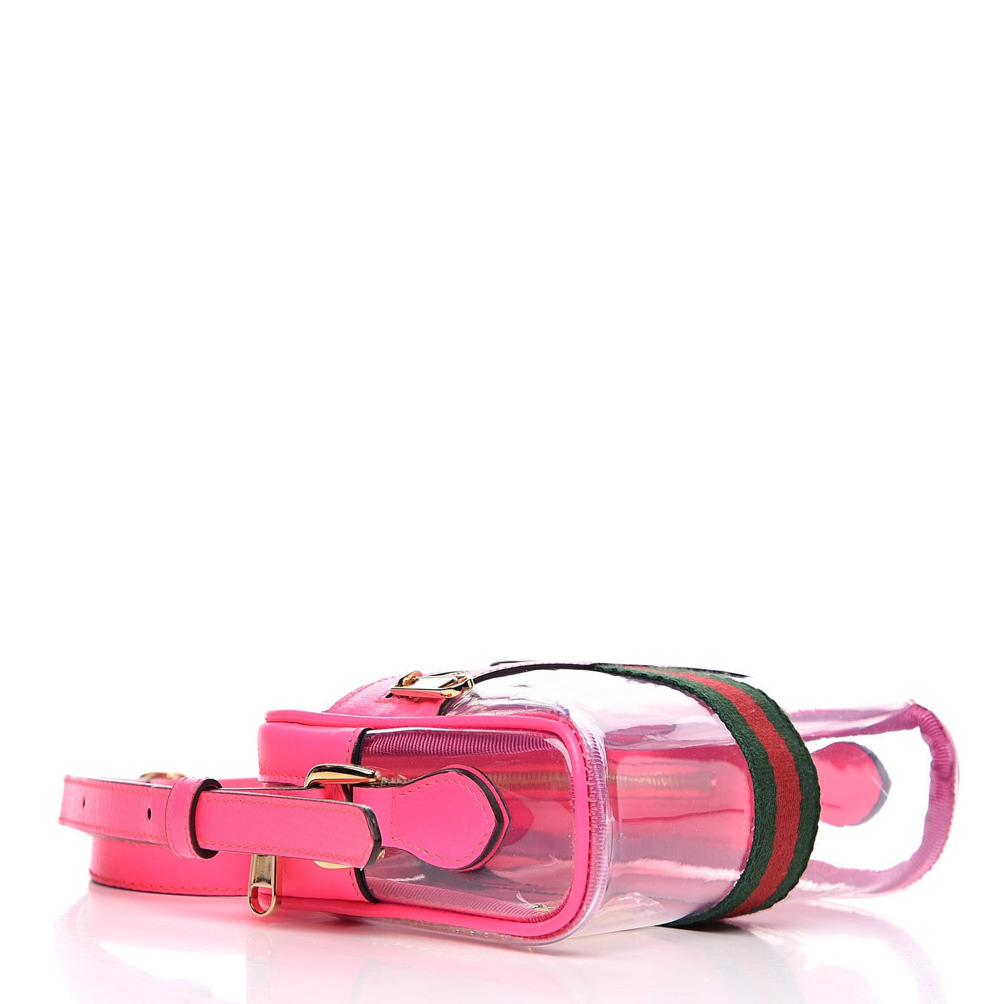 Vinyl Web Mini Ophidia Transparent Shoulder Bag Fluorescent Fuchsia