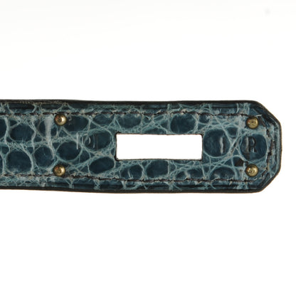 Hermes Shiny Porosus Crocodile Birkin 30 Blue Jean 26 of 32