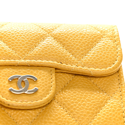Chanel Caviar Quilted Flap Card Holder Wallet Yellow 11 of 12