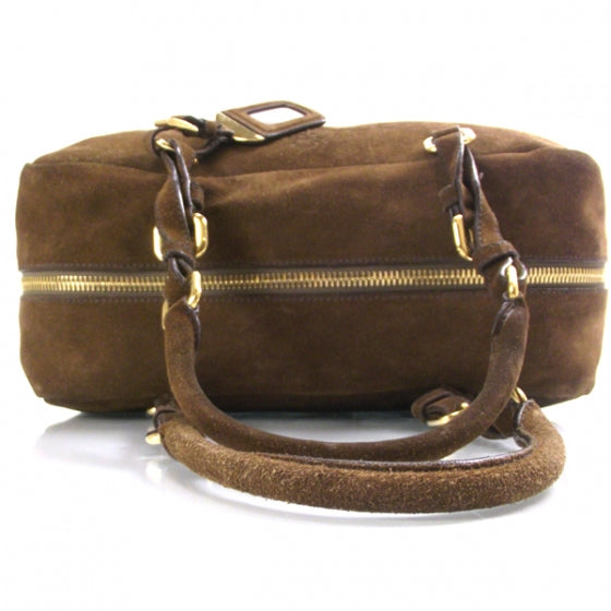 Prada Scamosciato Suede Logo Bowler Brown 6 of 11