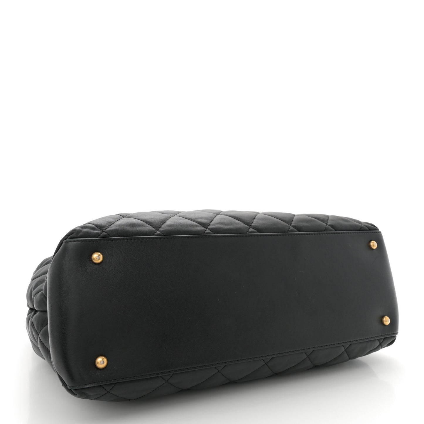 Calfskin Quilted Large Soft Elegance Tote Black