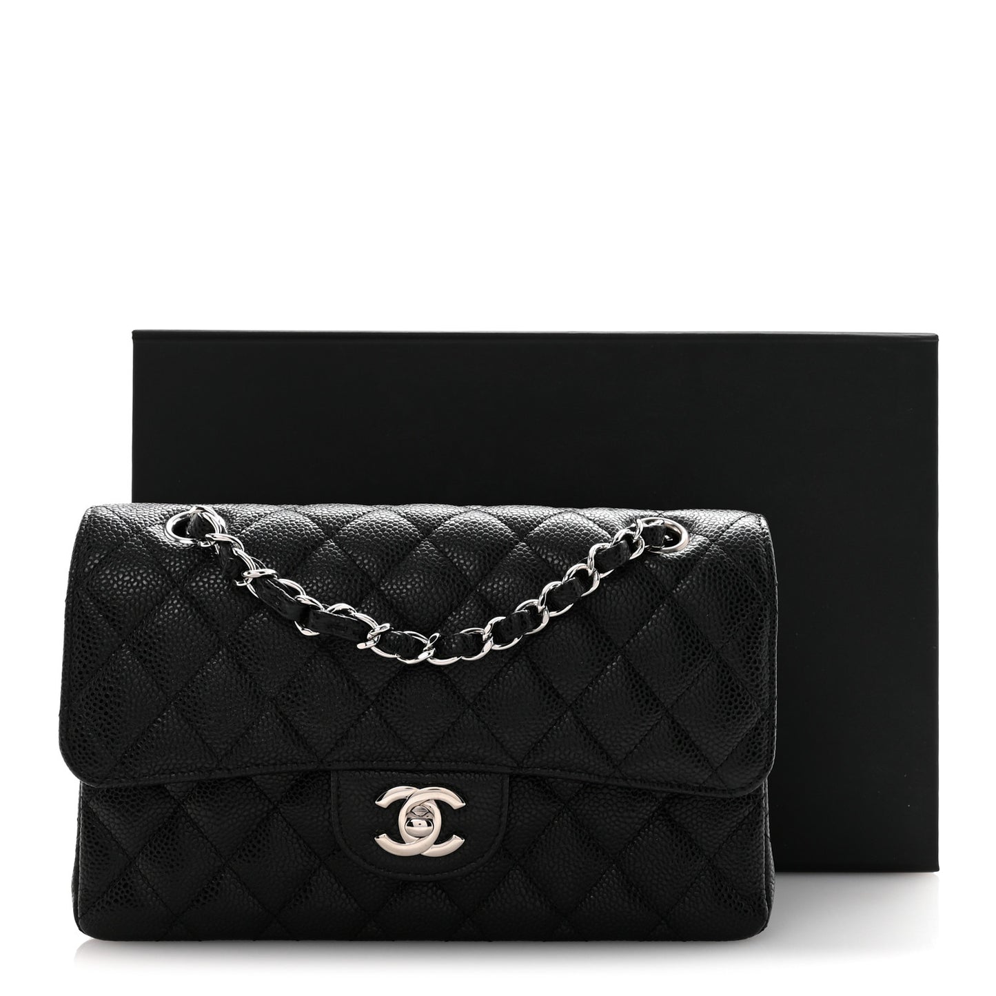 Caviar Quilted Small Double Flap Black