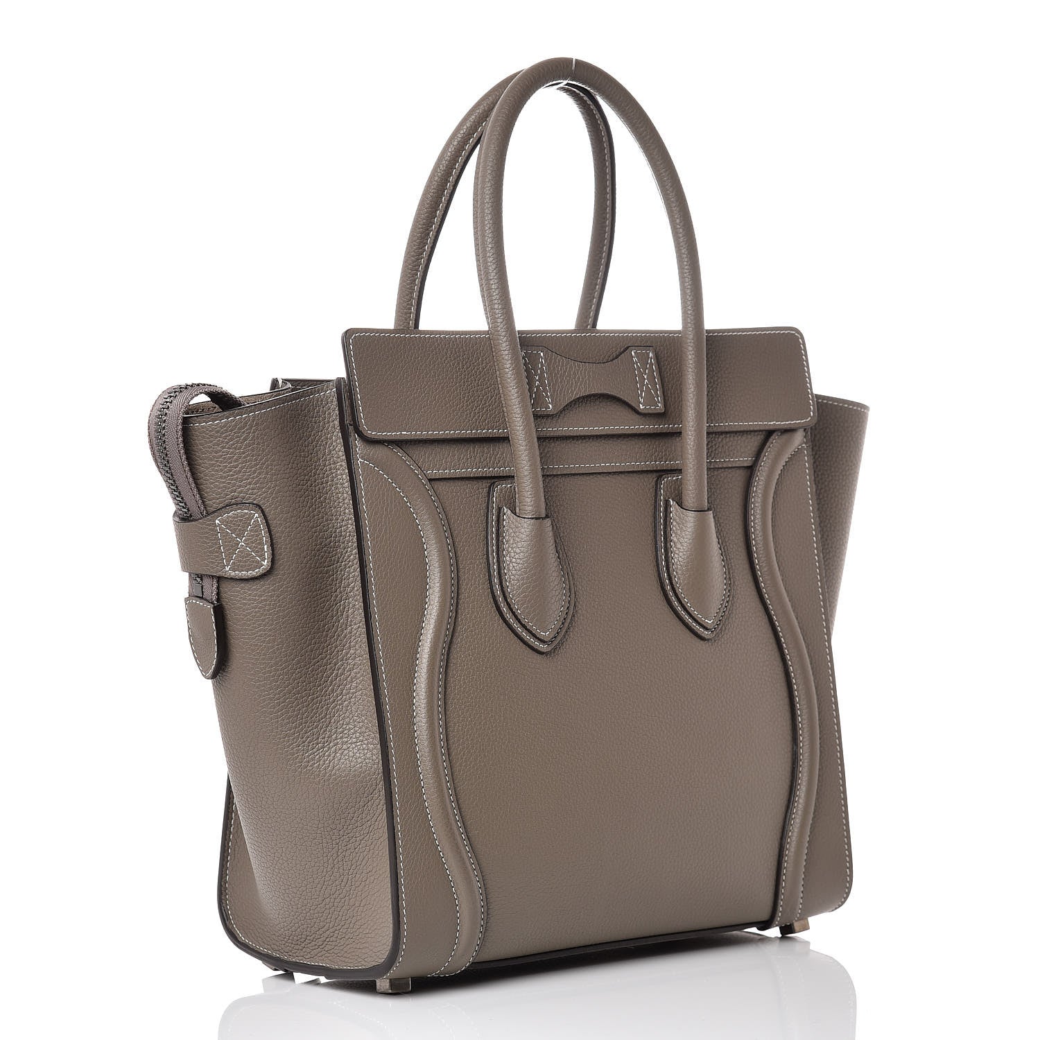 Celine Drummed Calfskin Micro Luggage Souris 3 of 8