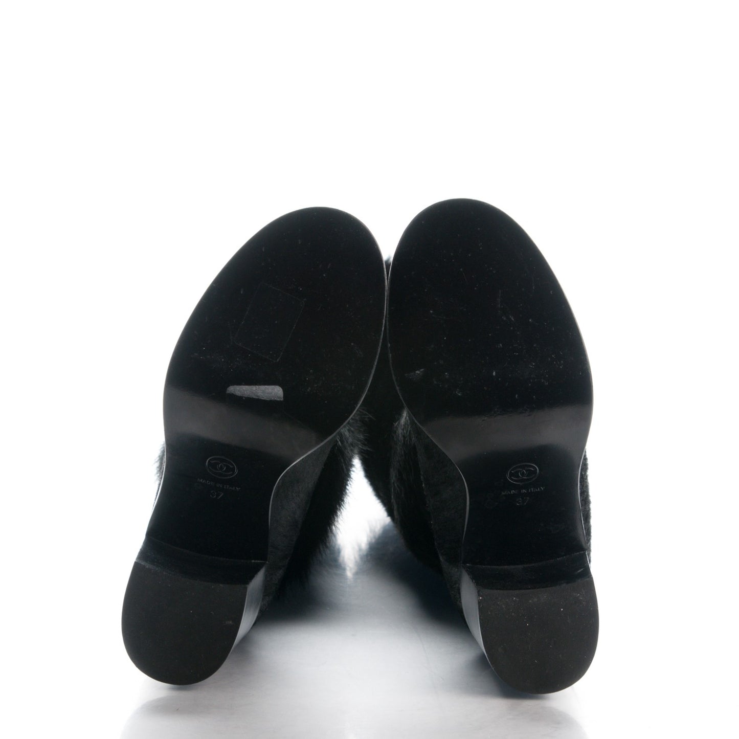 Pony Hair High Boots 37 Black