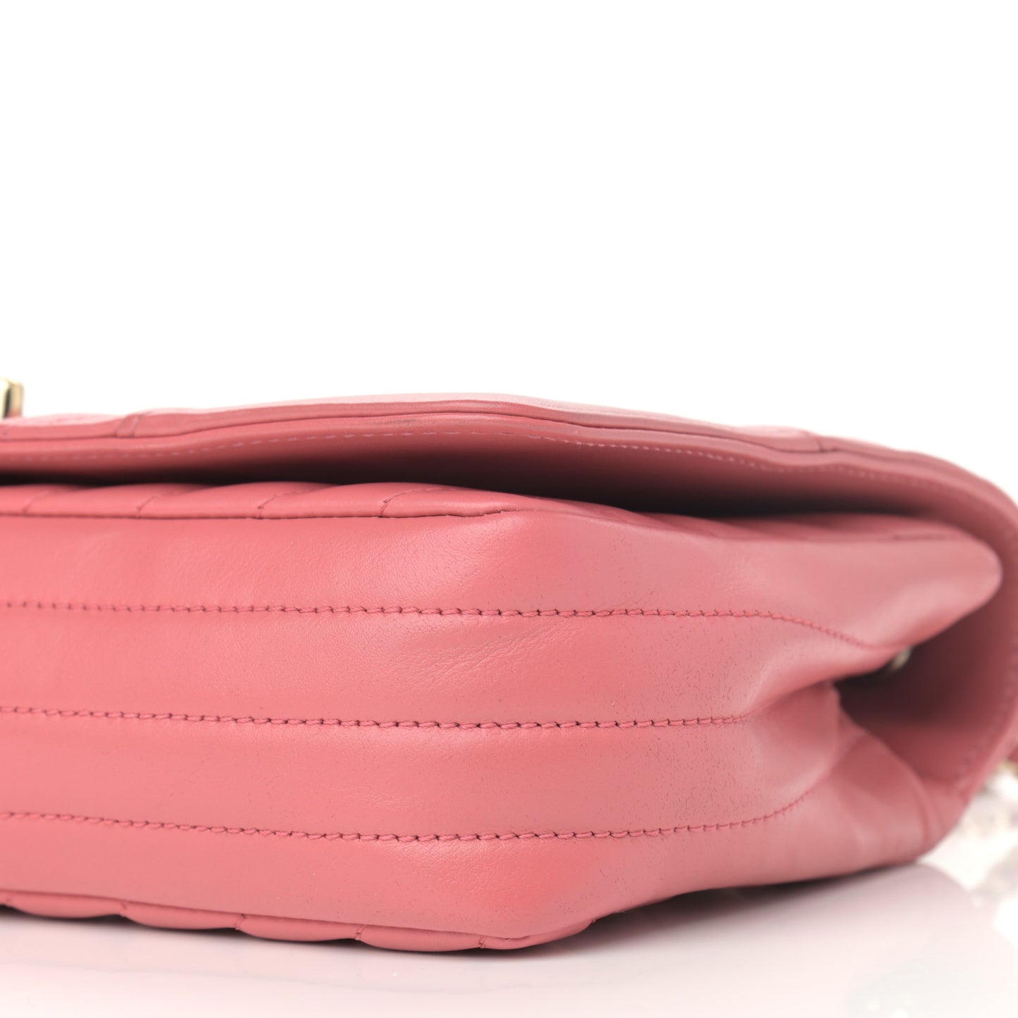 Calfskin Chevron Quilted Small Statement Flap Pink