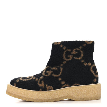 Gucci Faux Shearling Hooper GG Womens Ankle Boots 39 Black Natural Tan 1 of 10