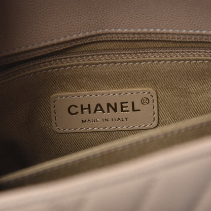 Chanel Caviar Chevron Quilted Mini Coco Handle Flap Beige 5 of 11