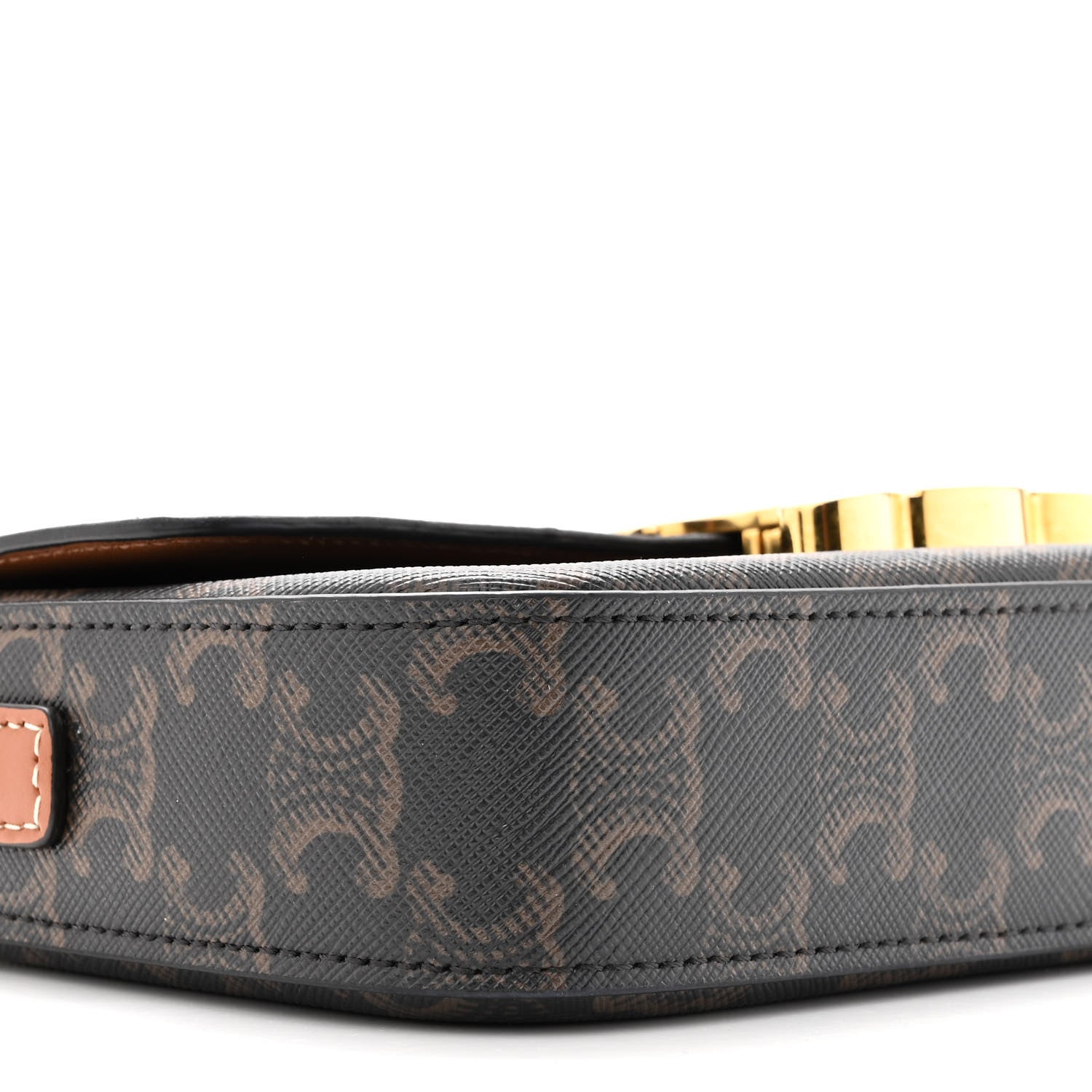 Celine Canvas Calfskin Triomphe Shoulder Bag Tan 8 of 9
