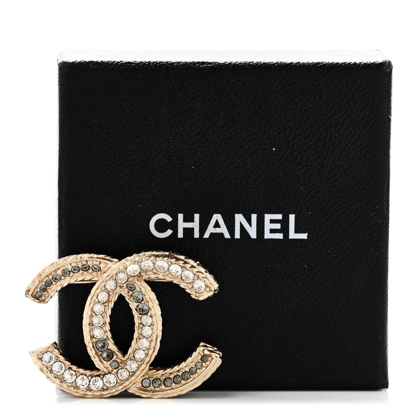 Crystal CC Brooch Pin Light Gold