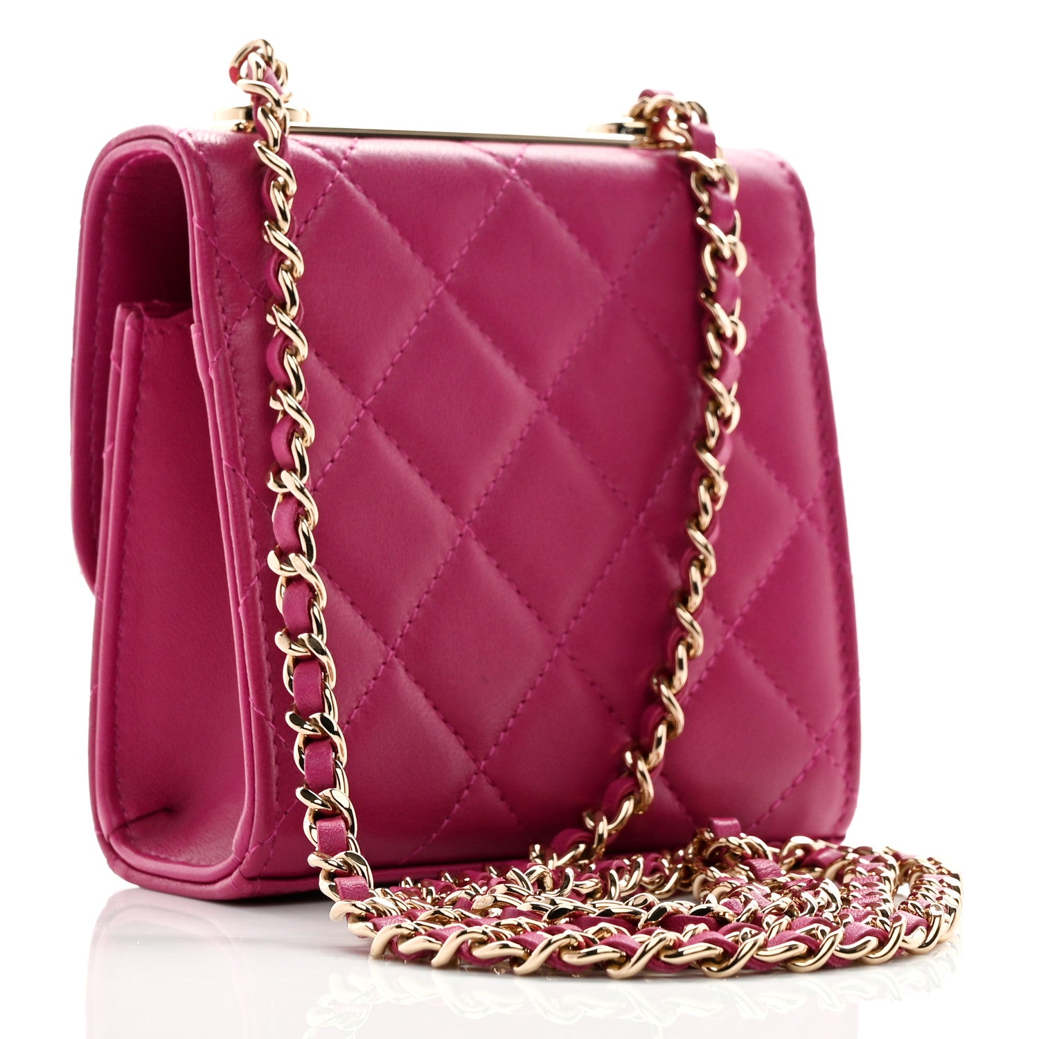 Chanel Lambskin Quilted Mini Trendy CC Clutch With Chain Fuchsia 2 of 11