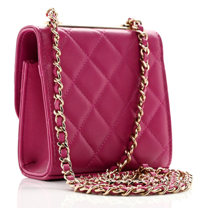 Chanel Lambskin Quilted Mini Trendy CC Clutch With Chain Fuchsia 2 of 11