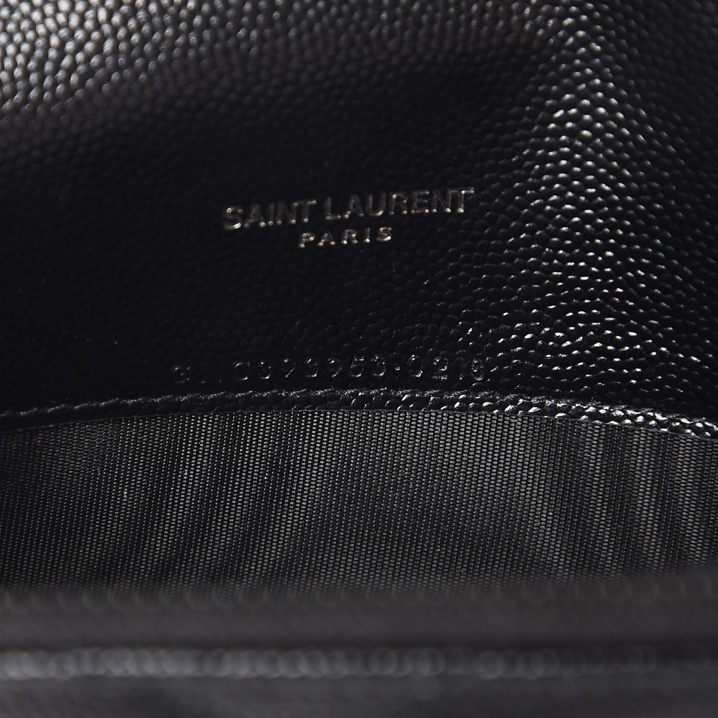 Grain De Poudre Matelasse Chevron Monogram Envelope Chain Wallet Black
