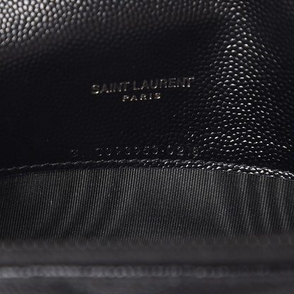 Saint Laurent Grain De Poudre Matelasse Chevron Monogram Envelope Chain Wallet Black 7 of 8