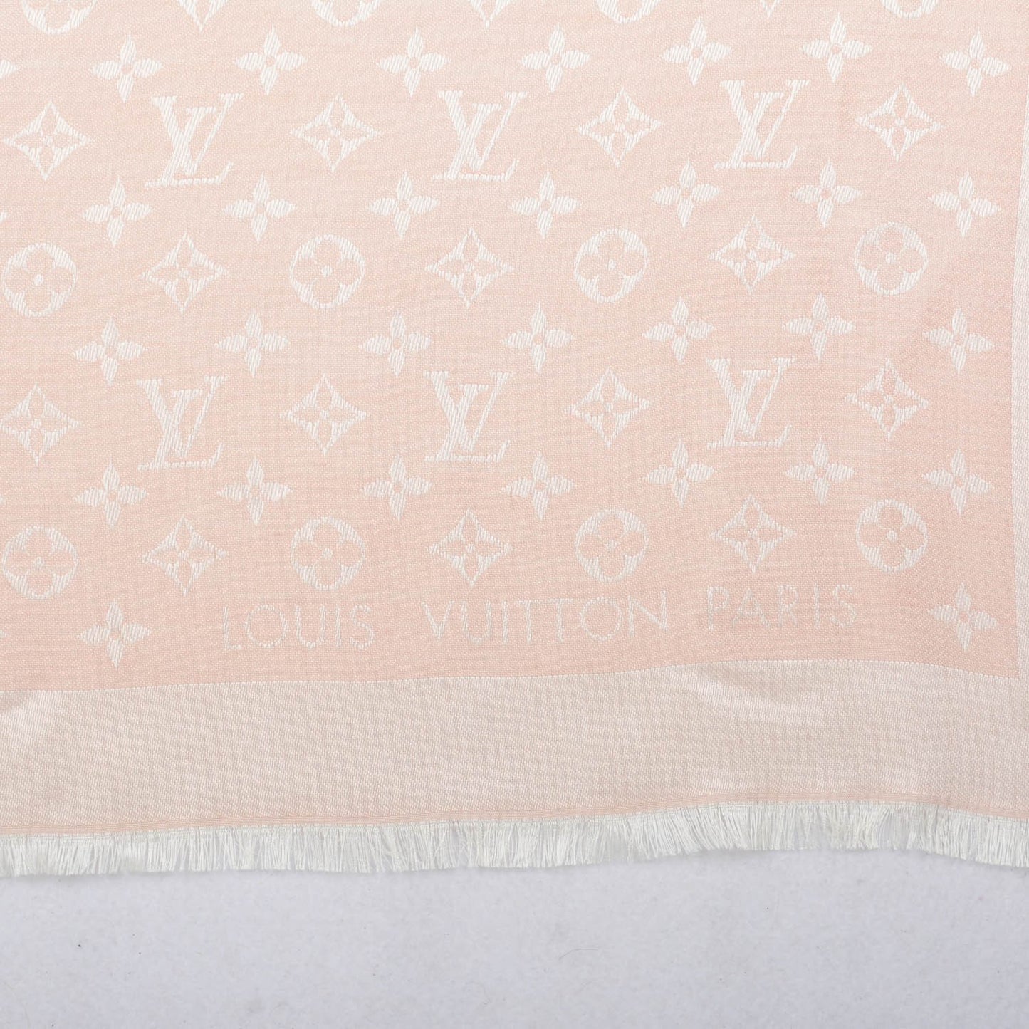 Silk Wool Monogram Denim Shawl Rose