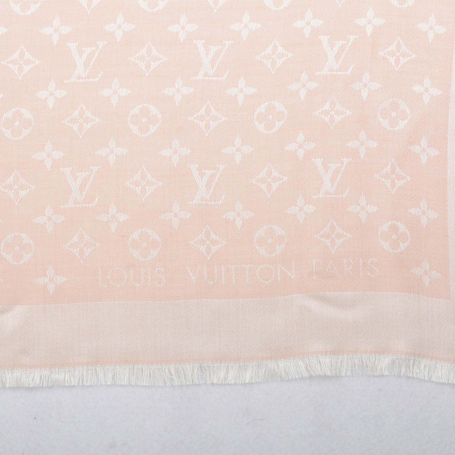 Louis Vuitton Silk Wool Monogram Denim Shawl Rose 4 of 5
