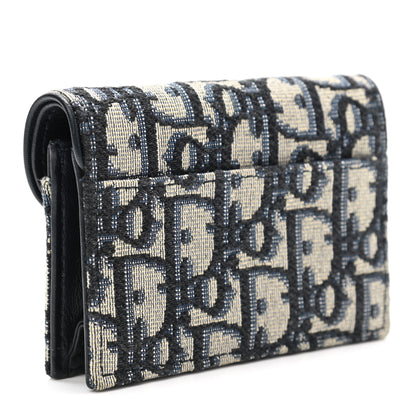 Christian Dior Oblique Saddle Card Holder Blue 3 of 7