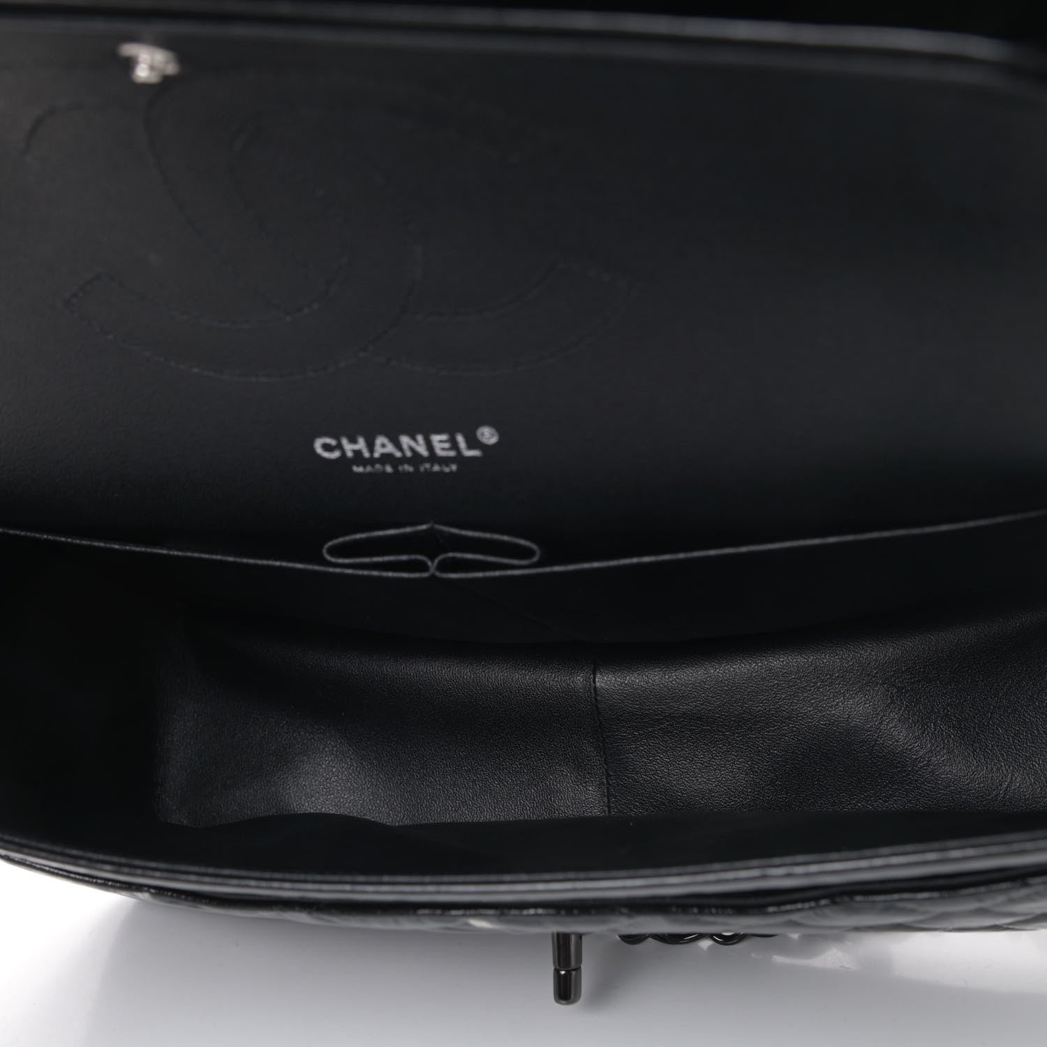 Chanel Shiny Distressed Calfskin Quilted Jumbo Double Flap So Black 4 of 4