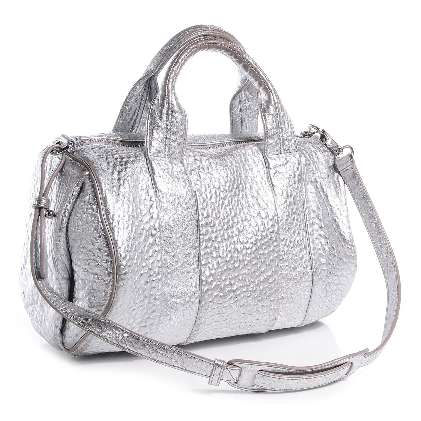 Pebbled Leather Rocco Duffel Rhodium