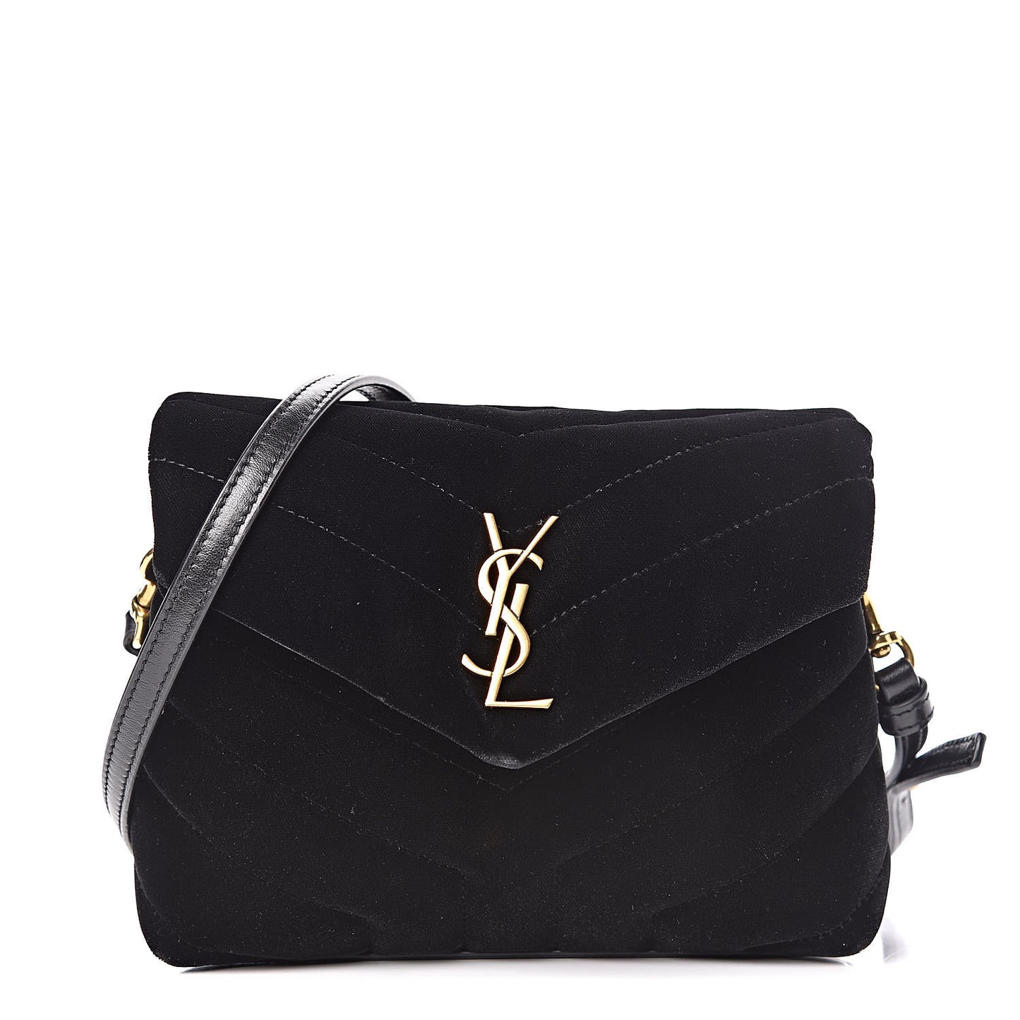 Velvet Y Quilted Monogram Toy Loulou Chain Satchel French Black